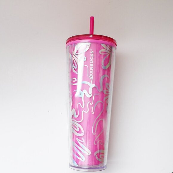 Starbucks Cold Beverage Tumblers Bundle of 2  with Straws Pink & Purple - Picture 5 of 13